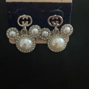 Mickey Mouse Pearl and Rhinestone Post Earrings